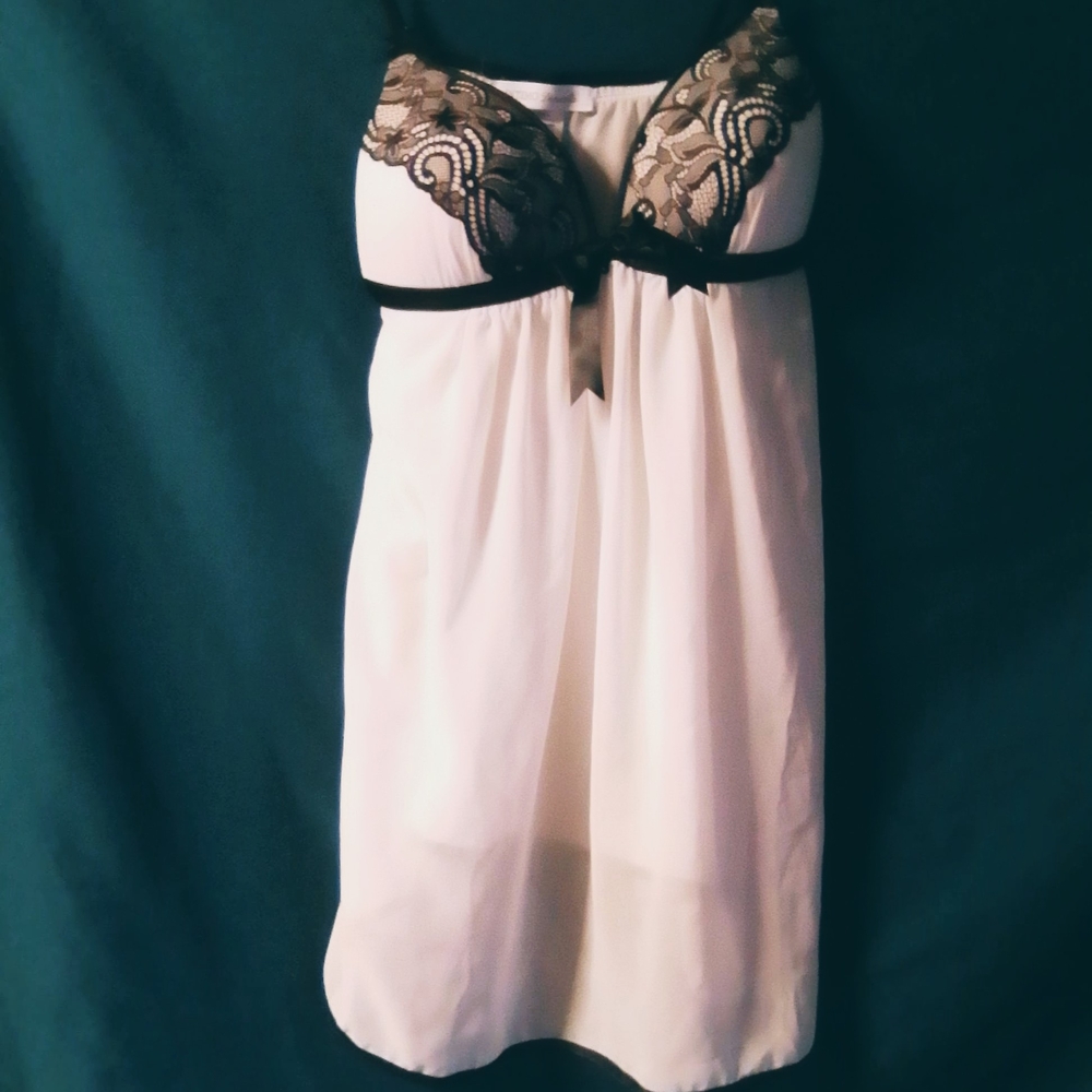 Elegant Black and White Lace Lingerie Teddy
